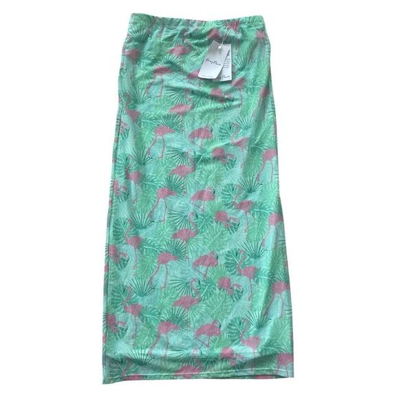 New Kenny Flowers The Sunshine State Flamingos Pull On Maxi Skirt size Medium - Picture 1 of 4